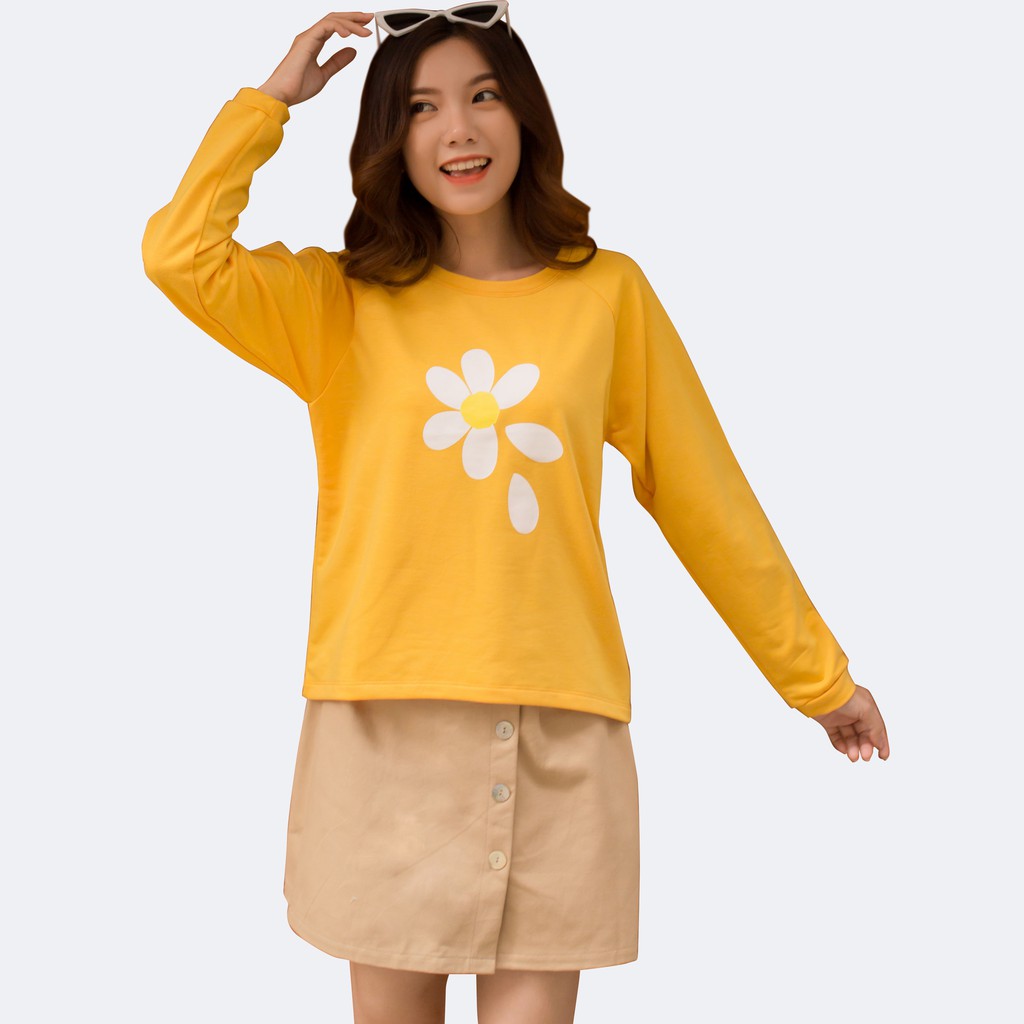 Áo Sweater nữ Dài Tay In Hoa Cúc 42-56 kg BISIC 4 màu MEEJENA - 2638