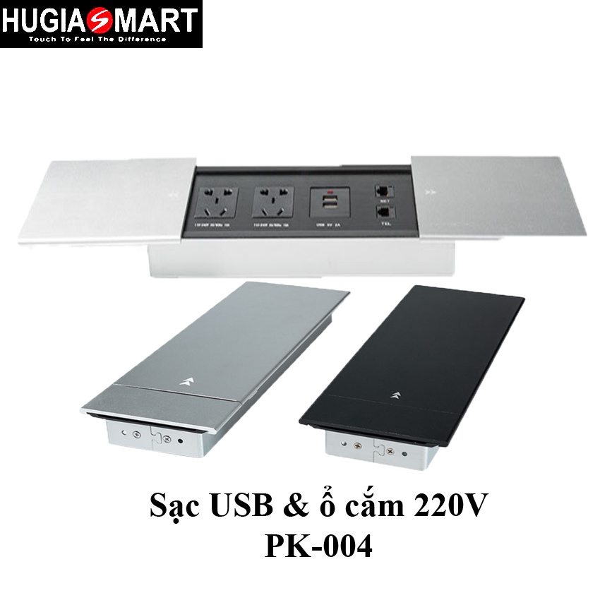 Sạc usb ⚡ Hugiasmart ⚡Sạc usb kèm ổ cắm điện 220V trên mặt bàn làm việc