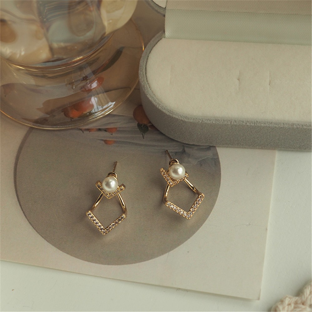 Hoa Tai Kim Cương Hình Chữ V Phong Cách Hàn Quốc Cho Nữ