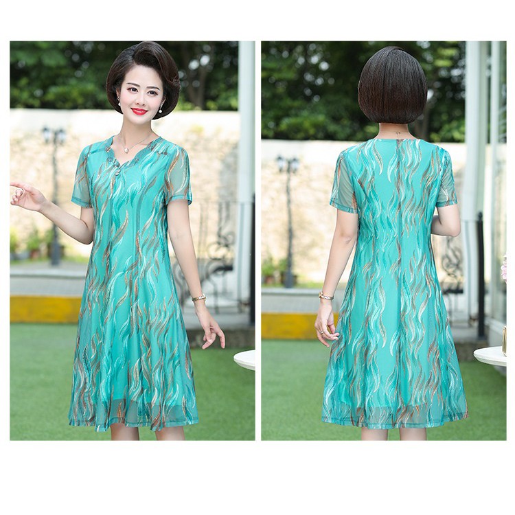 Đầm trung niên cao cấp cho mẹ_lá liễu