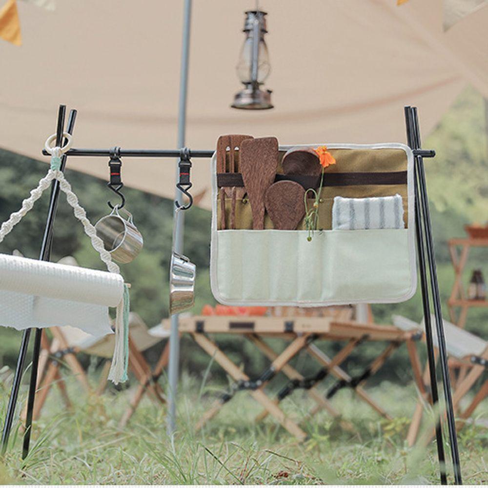 Túi Cuộn Đựng Dụng Cụ Ăn Uống Bằng Vải Bạt Di Động Đa Ứng Dụng