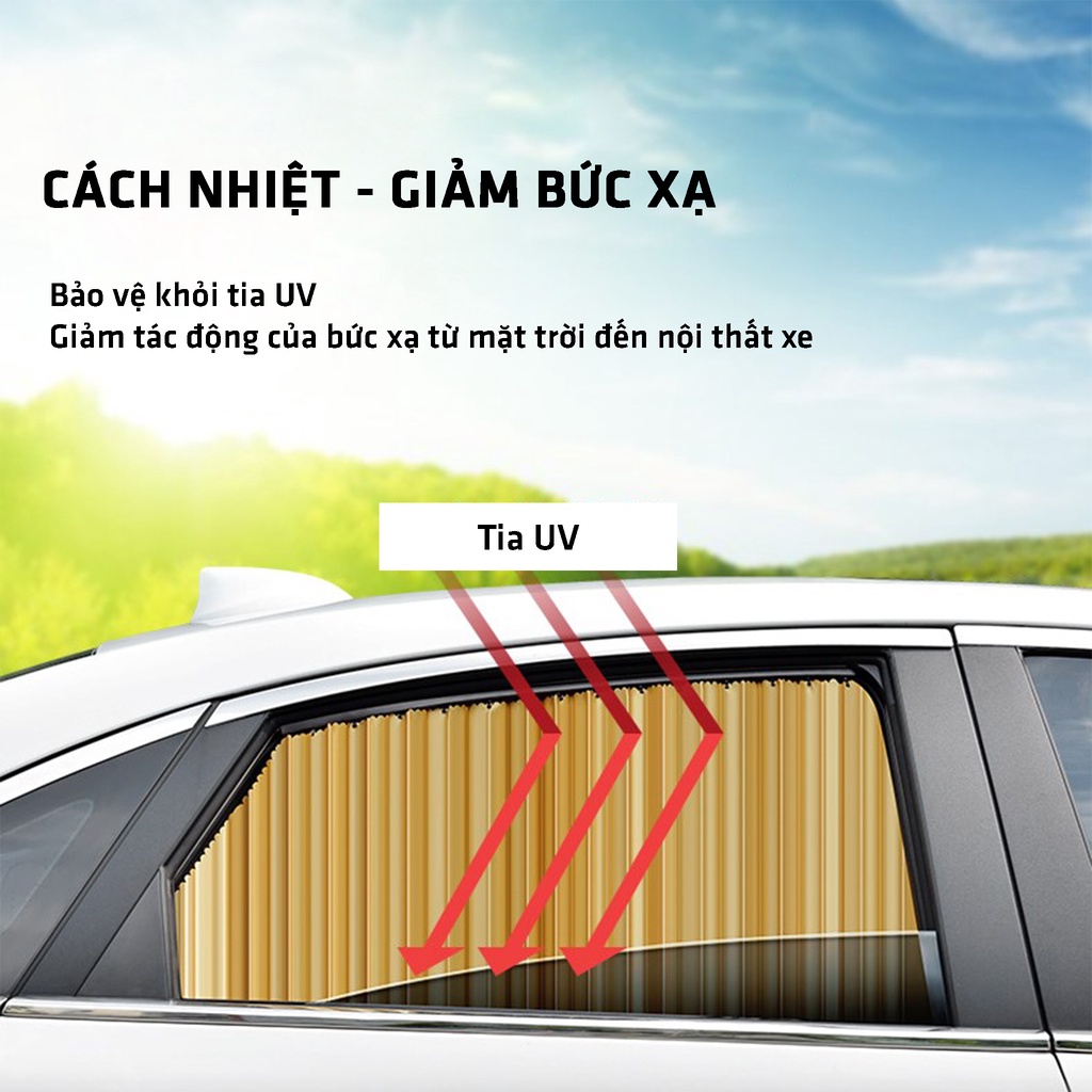 Rèm Che Nắng Ô Tô, Rèm Kéo Chắn Nắng, Chắn Sáng Xe Con, Rèm Ô Tô Chất Liệu Vải Nhung Dày Dặn Cách Nhiệt