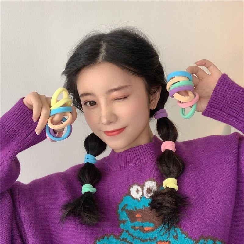 Haimeikang 50 chiếc / bộ dây buộc tóc nylon màu