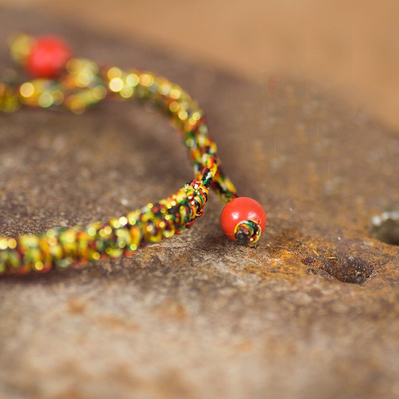 Vòng Tay Dây Vàng Đính Ngọc Nhân Tạo Rubic Dây Rút May Mắn Phong Thủy Handmade 149 Dễ Thương - Hazo