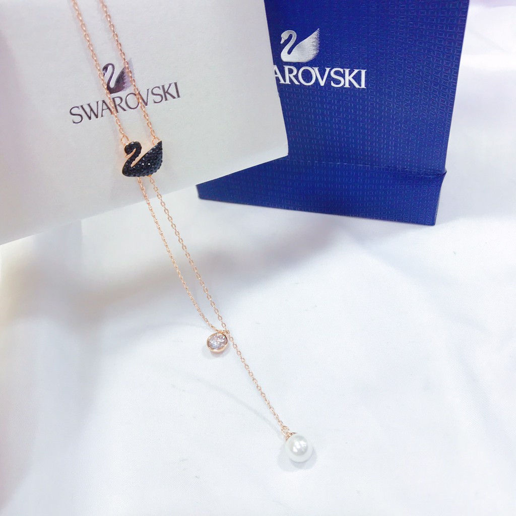 Dây Chuyền Mặt Thiên Nga Đen Đính Đá Pha Lê Swarovski