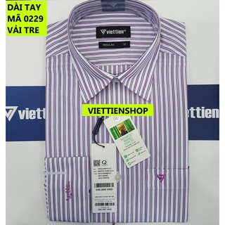 (0229 SL) ÁO SƠ MI VIỆT TIẾN DÀI TAY VẢI TRE KẺ SỌC