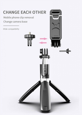 【ready】 Extendable Wireless Selfie Stick Tripod L02 Phone Self Stick With Bluetooth Remote .