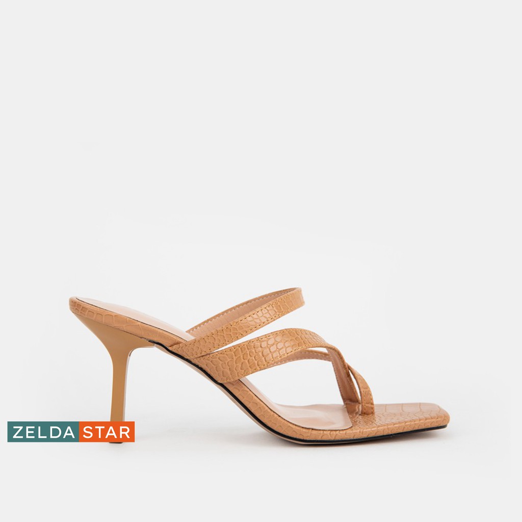 Guốc Zelda Star mũi vuông gót cao 7cm quai mảnh phối chéo - GN010820