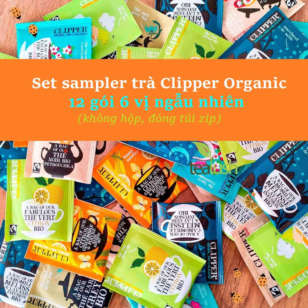 Set sampler trà túi lọc Clipper Organic 12 gói 6 vị ngẫu nhiên (không hộp)