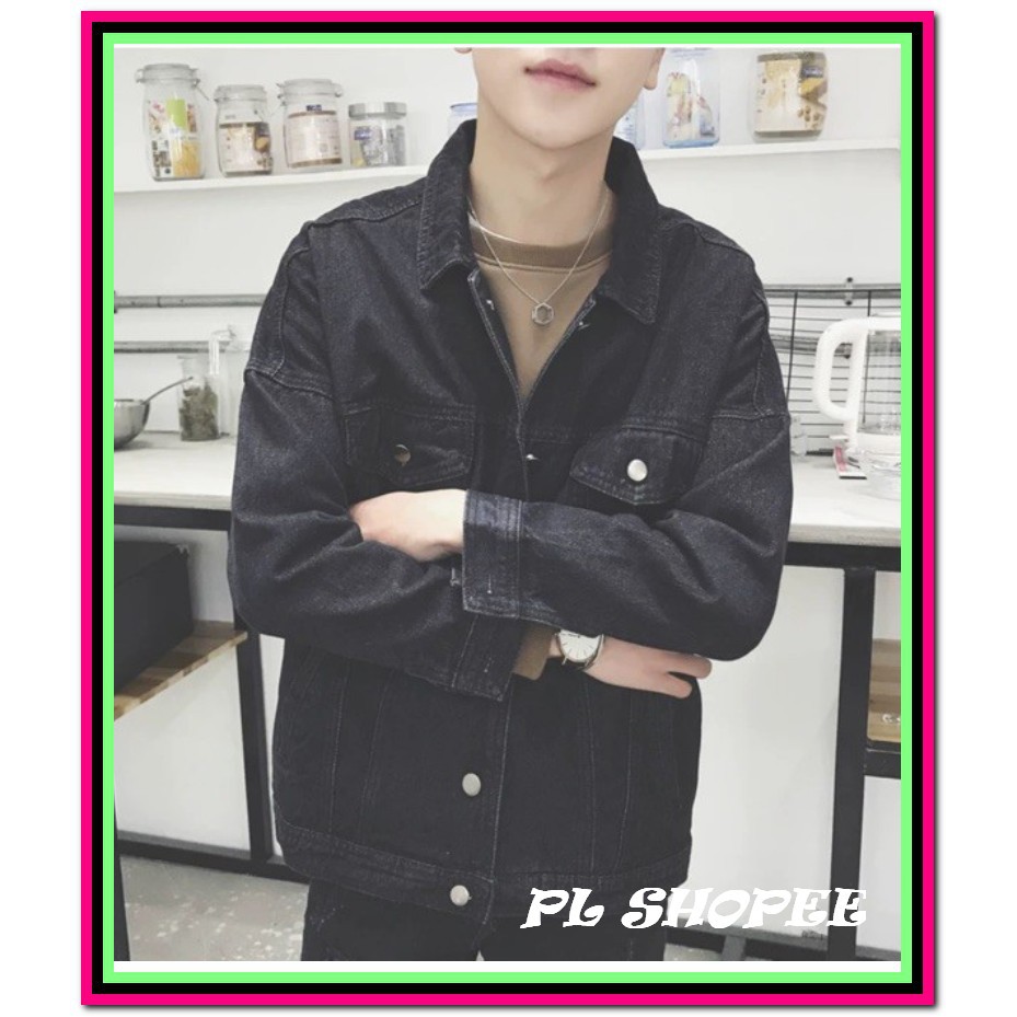 Áo khoác jean nam nữ unisex fome xịn (đen - xanh ) chất jean dày dặn DLK0-97