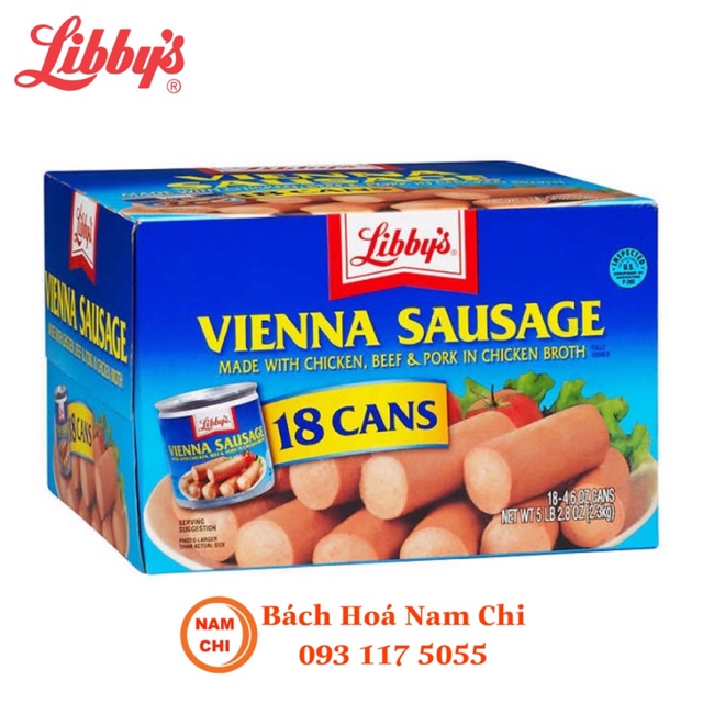 [Lốc 18 Lon] Xúc Xích Libby Vienna Sausage 130g - Chính Hãng Mỹ