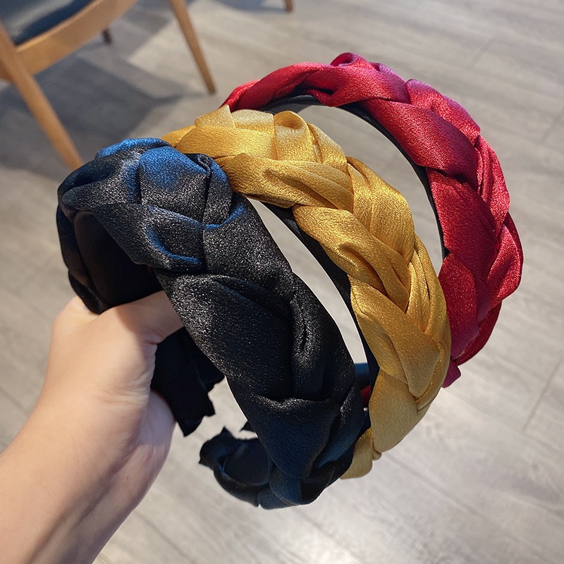 Băng Đô Vải Satin Bản Rộng Chống Trượt Cho Nữ