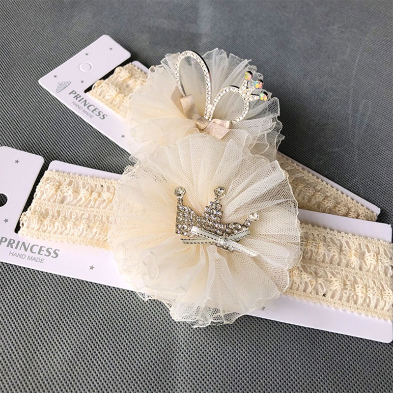 Băng Đô Cài Tóc Hình Vương Miện Phối Lưới Co Giãn Thời Trang Cho Bé Gái