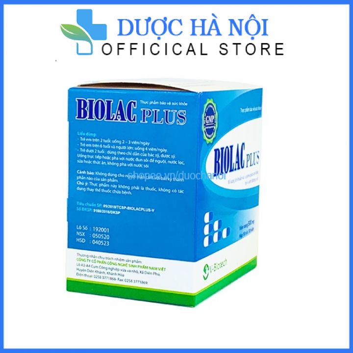 Men tiêu hóa Biolac Plus tăng cường hệ tiêu hóa , giảm đau bụng đầy hơi hộp 100 viên