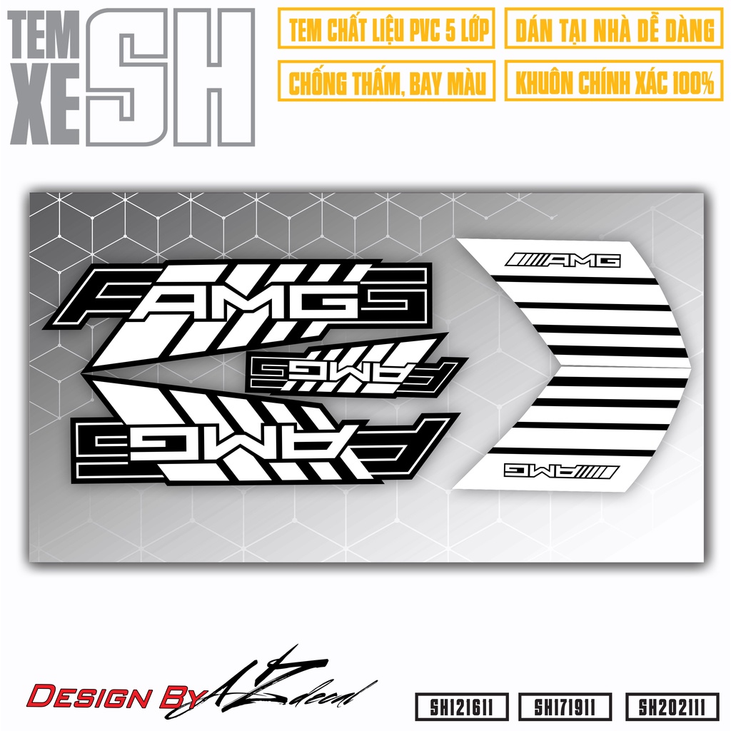 Tem Dán Xe SH 2012 - 2022 Mẫu Tem AMG Cực Chất | SH11 | Decal Rời Dán SH PVC Chống Bay Màu, Chống Nước Dễ Dán Tại Nhà
