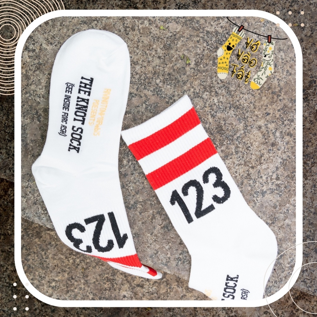 TẤT VỚ CỔ CAO TRẮNG SỌC NGANG MÀU CÁ TÍNH