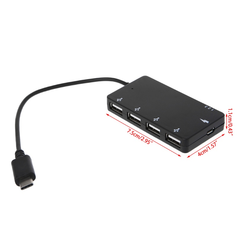 Bộ Chia 4 Cổng Sạc Type C Otg Cho ĐT/Máy Tính Bảng/Pc/laptop táo