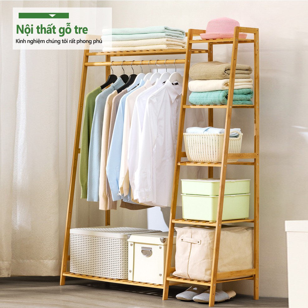 giá kệ gỗ treo quần áo, giá treo đồ phòng ngủ túi xách đơn giản hiện đại nhiều không gian FU152 | BigBuy360 - bigbuy360.vn