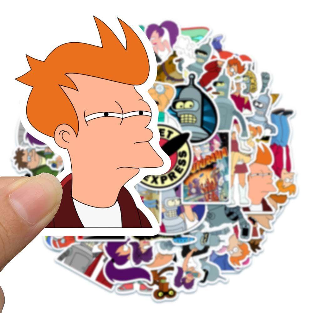 Gói 50 Miếng Dán Anime Fly Out a Futurama Chống Thấm Nước Trang Trí Sổ Tay / Vali / Đàn Guitar