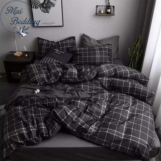 Full Set Bộ Ga giường Cotton Chần Bông Caro Đen New ((m2x2m - m8x2m))