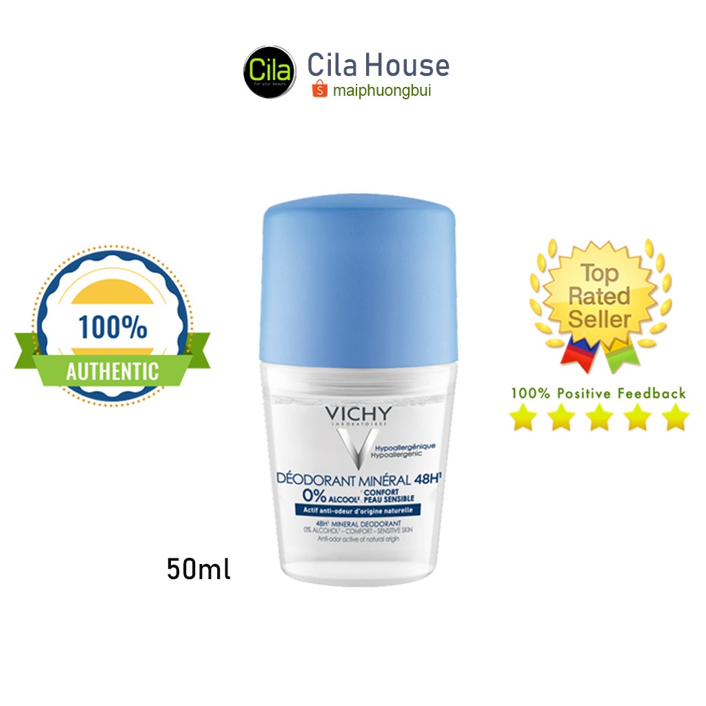 Lăn Khử Mùi Vichy Mineral Deodorant 48h (Không Muối Nhôm) - Cila House