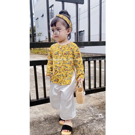 Bộ bà ba lụa hoa xinh xắn cho bé gái 🌻