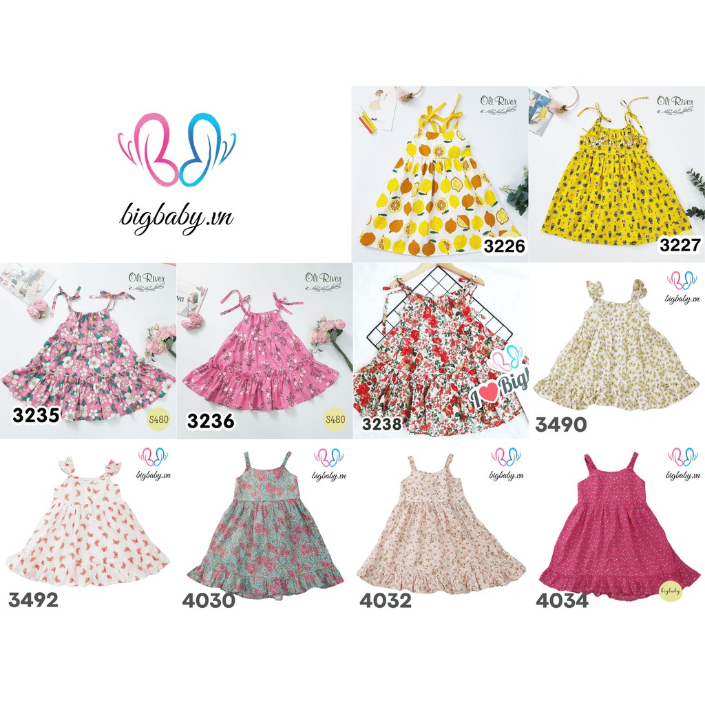 Đầm Bé Gái Oliriver Hai Dây Cho Bé Từ 11-33KG