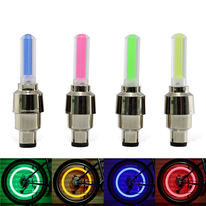 Bộ 2 Đèn LED Gắn Van Xe Đạp Leo Núi Cảm Biến Chuyển Động