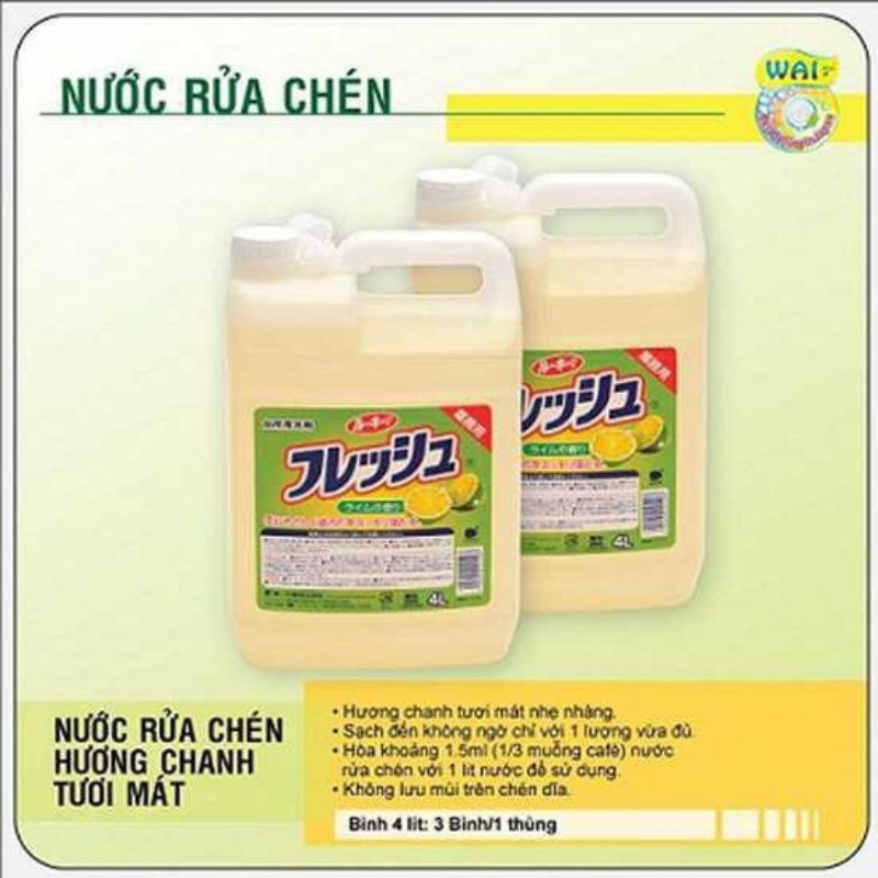 Nước rửa chén bát WAI 4L Nhật Bản