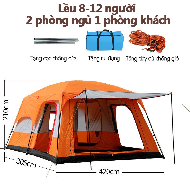 FU54GR/FU54OR Lều cắm trại picnic cỡ lớn 8-10 người chống nước chống gió không gian rộng rãi chống muỗi superbank908