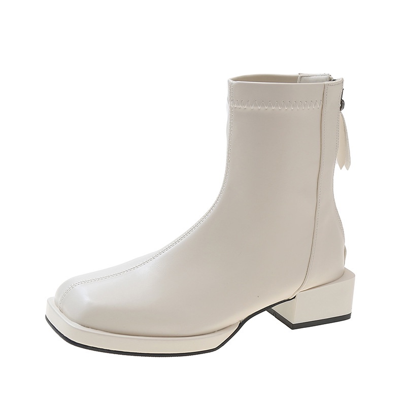 Giày Boot Cao Gót Mũi Vuông Phong Cách Âu Mỹ Cá Tính Dành Cho Nữ
