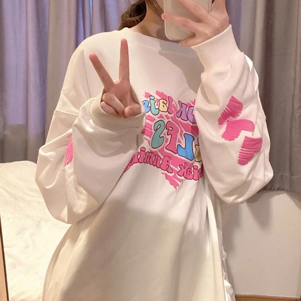 Áo Sweater Cổ Tròn Dáng Rộng Thời Trang Mùa Đông Dành Cho Nữ