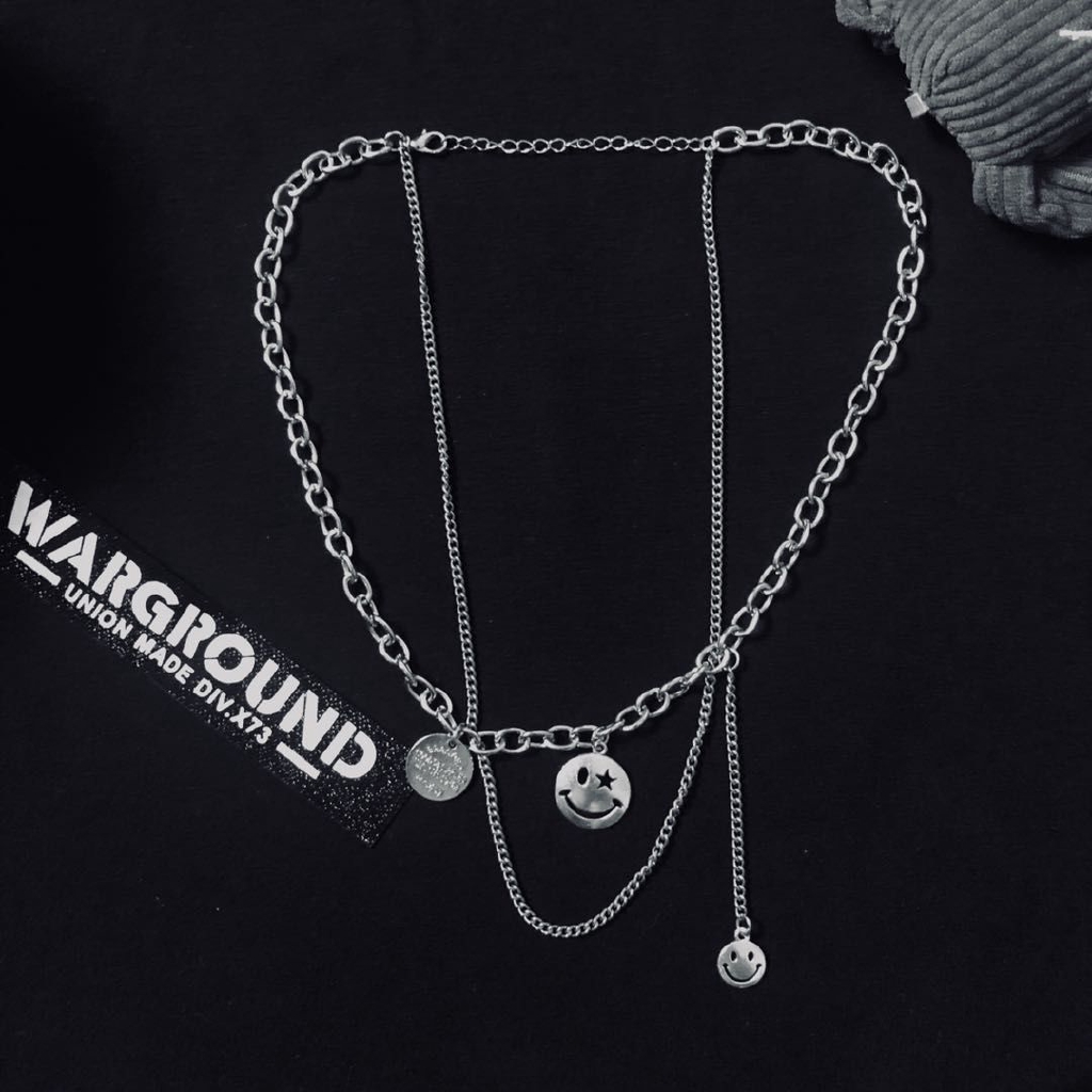 Dây Chuyền Hai Lớp Mặt Hình Mặt Cười Phong Cách Đường Phố Thời Trang Cho Nam Và Nữ 22238