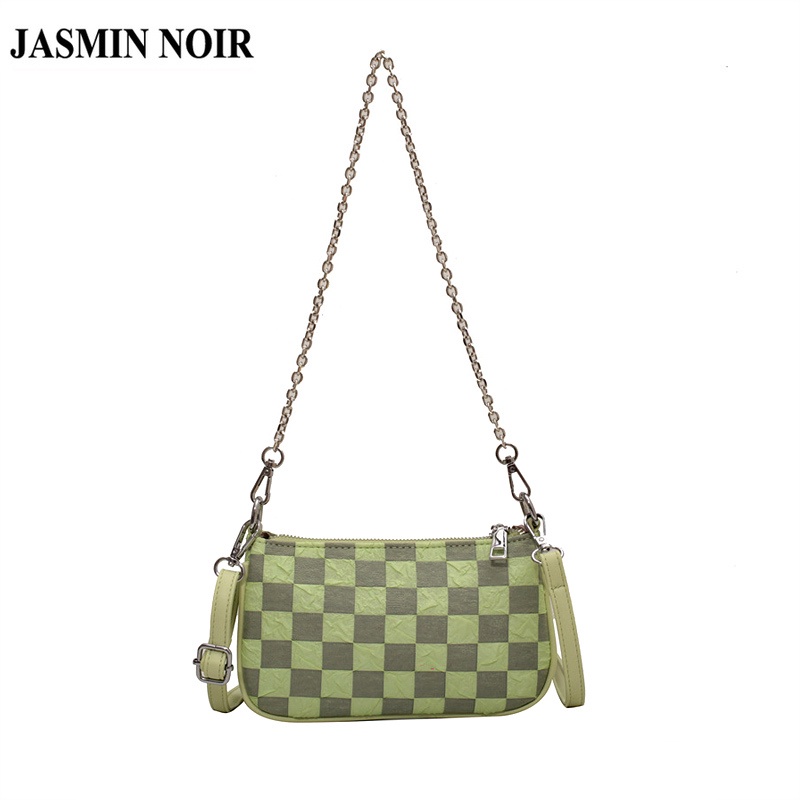 Túi đeo chéo JASMIN NOIR vải canvas phối chuỗi dây xích thời trang cho nữ