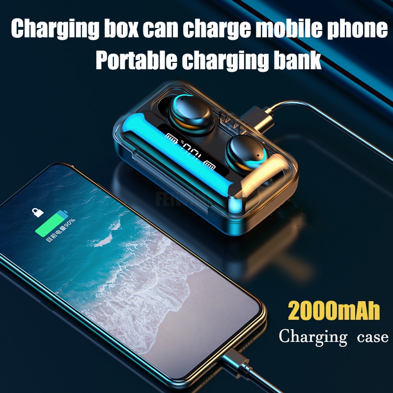 Tai nghe không dây F9 5C Bluetooth 5.0 chống ồn Tai nghe thể thao chống thấm nước Tai nghe cảm ứng trong tai cho tất cả điện thoại thông minh