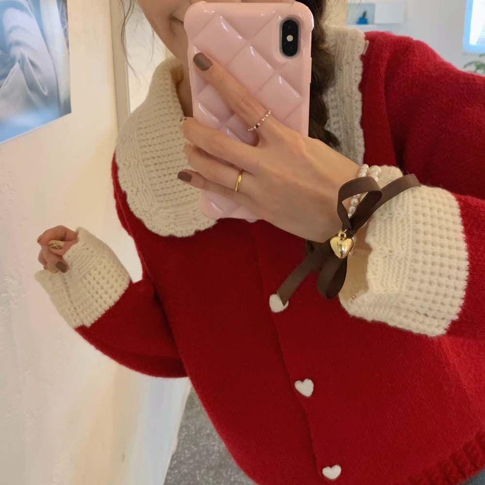 Dây buộc tóc cao su đính ngọc trai hình trái tim nhiều màu sắc phong cách Hàn Quốc cho nữ