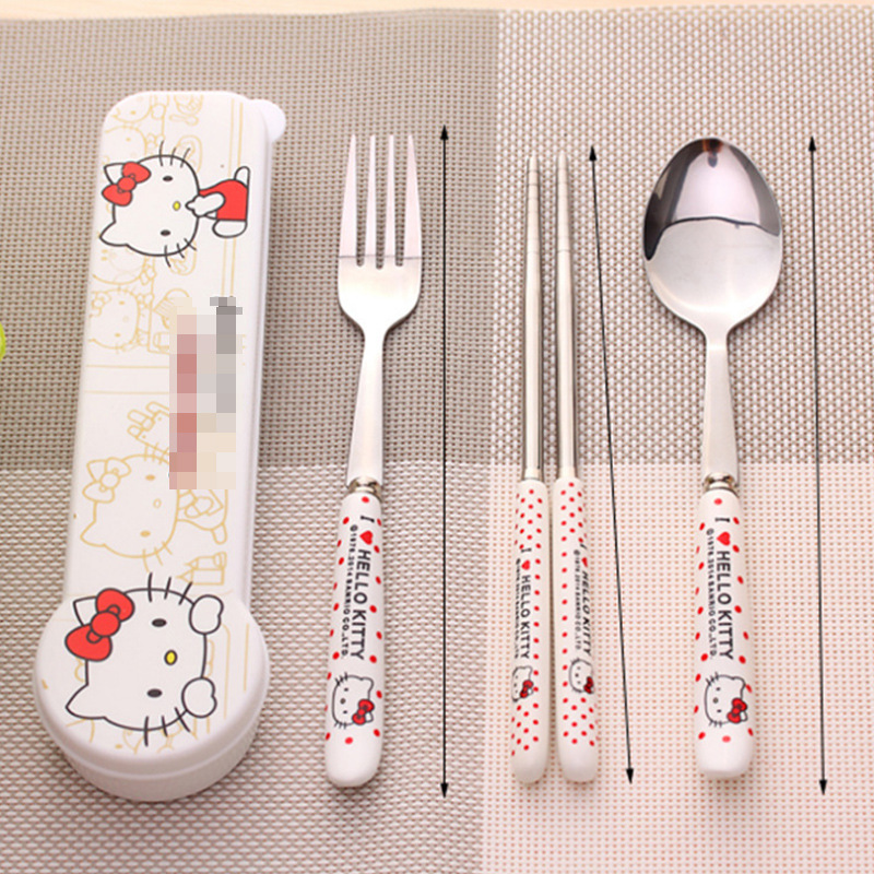 Bộ muỗng đũa nĩa in họa tiết Hello Kitty cho trẻ em