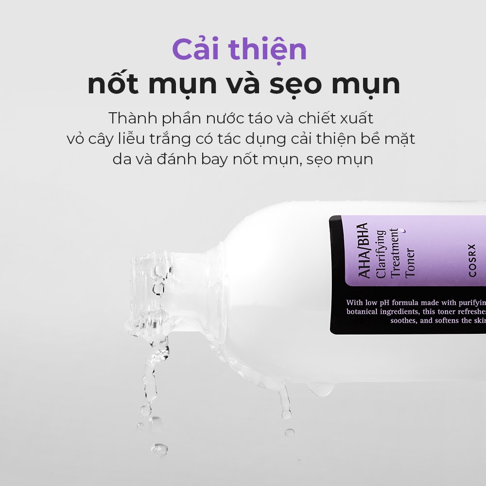 Nước hoa hồng COSRX chứa AHA/ BHA tẩy tế bào chết làm sáng da giảm mụn hiệu quả dung tích 50ml/100ml/150ml