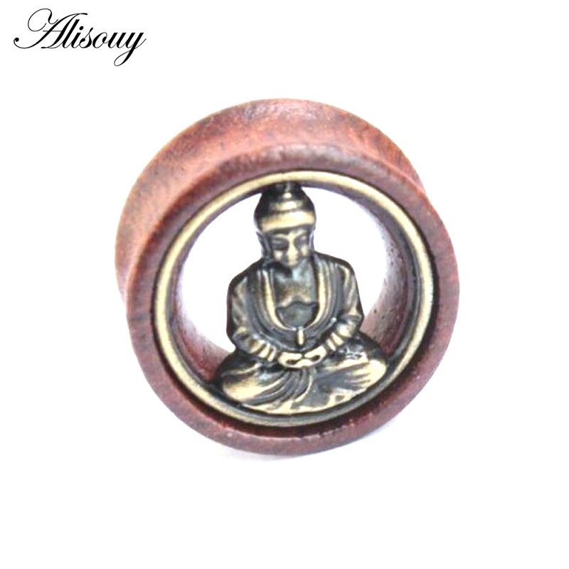 Alisouy 2 Chiếc Tai Mở Rộng Tai Bằng Gỗ Xỏ Tai Cắm Tai Đường Hầm Tượng Phật Loại Đo 8-30 Mm Mở Rộng Cơ Thể Xuyên Trang Sức