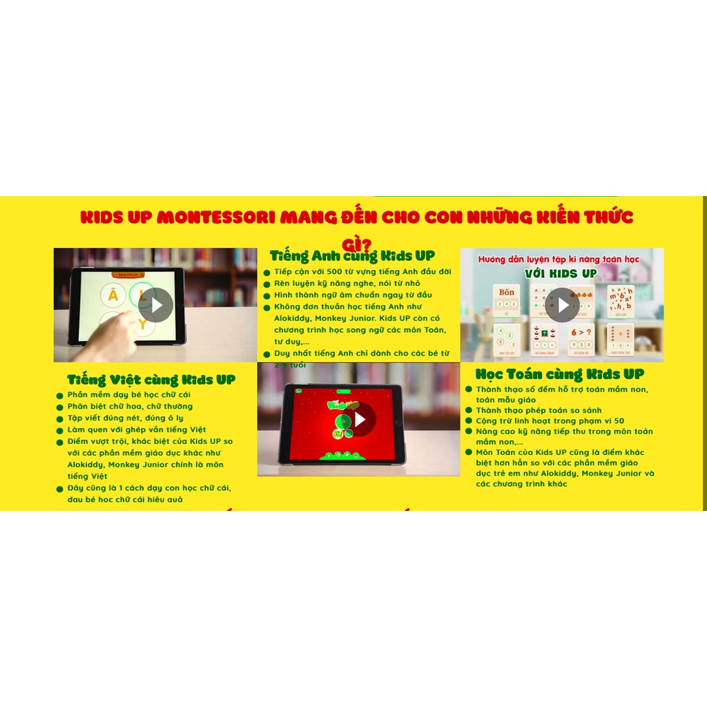 Kids up Trọn đời - Toàn quốc  - Voucher mã học GIÁO DỤC SỚM MONTESSORI