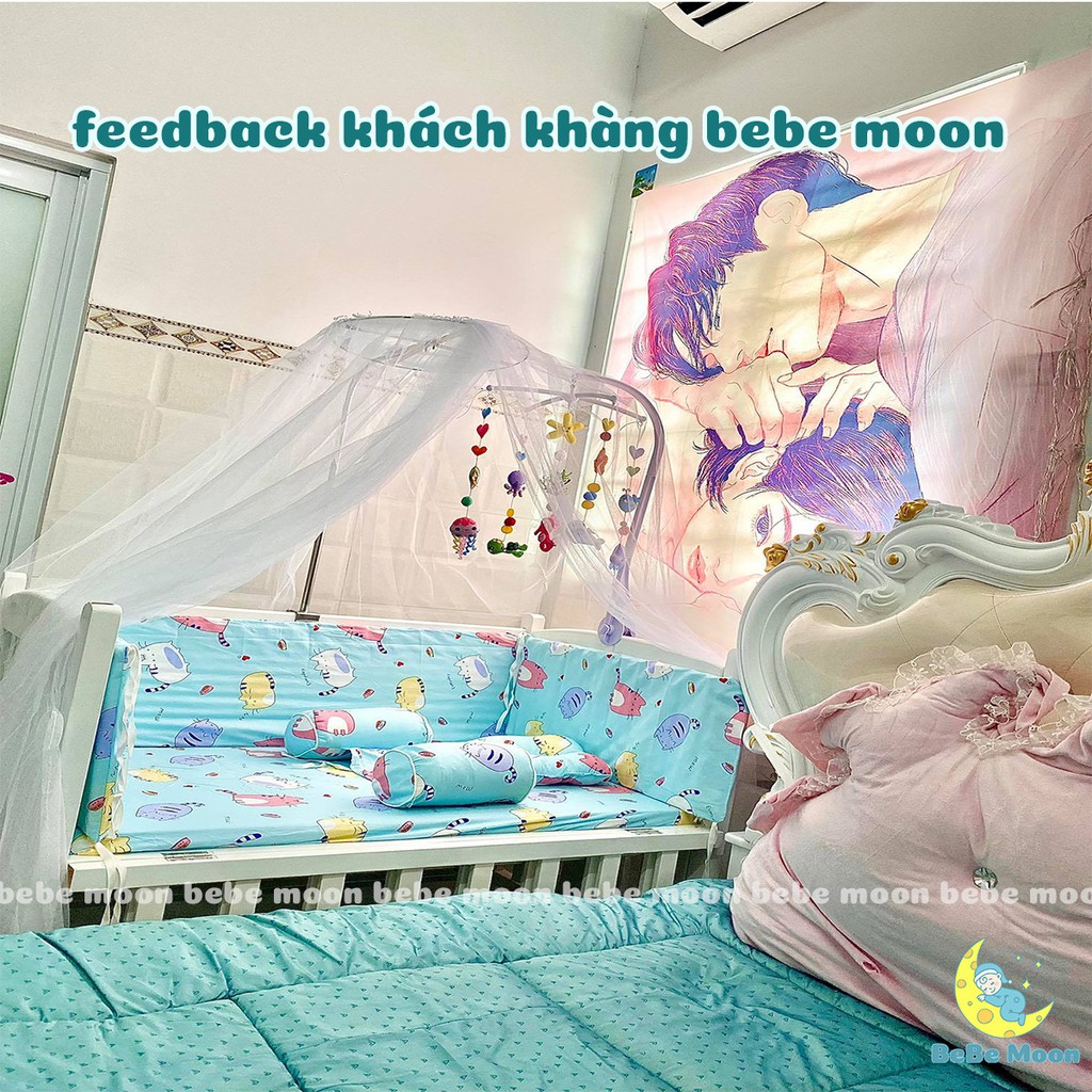 Bộ Khung Treo Màn Cũi,  Màn Tuyn Có 3 Màu Sắc Có Cửa Cho Bé BeBe Moon