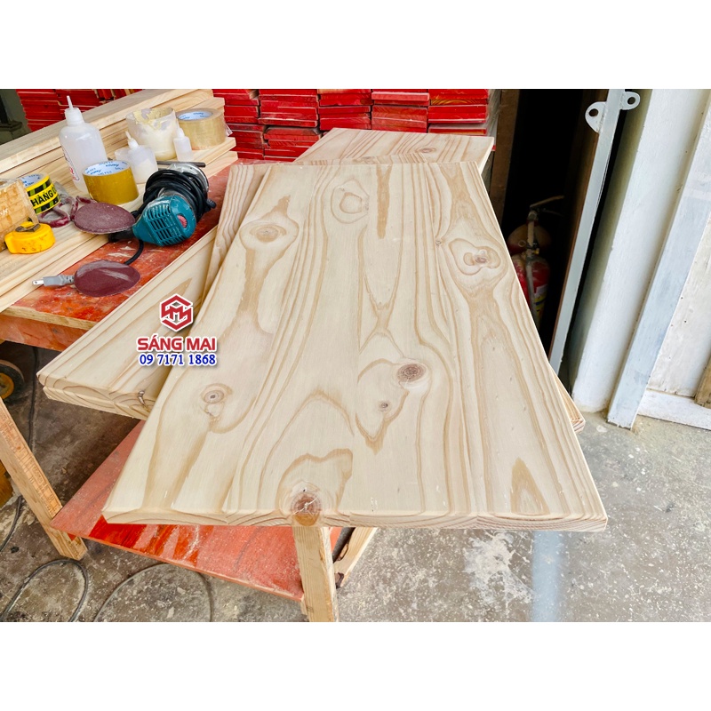 [MS160] Tấm mặt bàn gỗ thông 40cm x 80cm x gỗ dày 2cm + gia công láng mịn