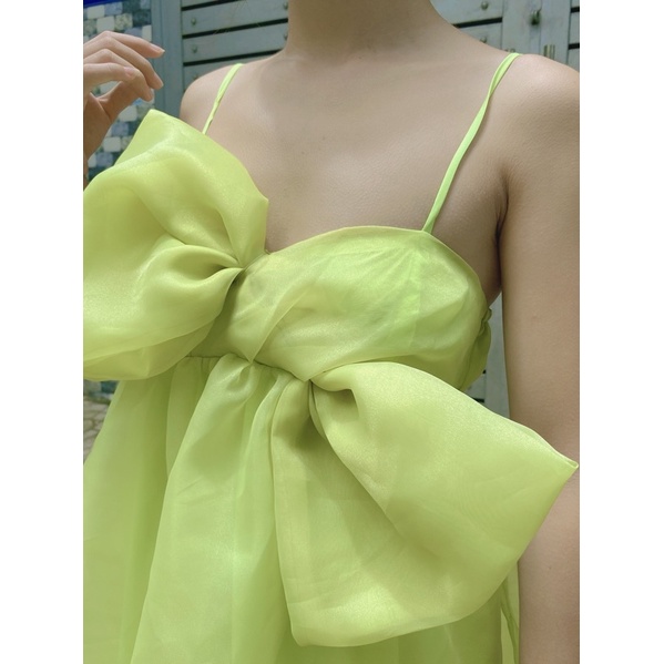 Đầm 2 dây nơ ngực SUNNY DRESS xanh cốm