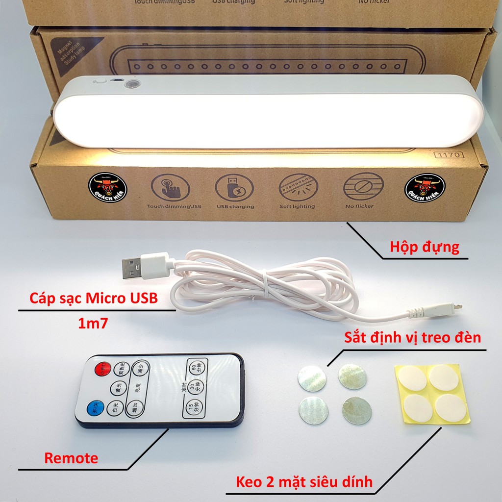 Đèn Tuýp Led Cảm Ứng Tích Điện Đa Năng 3 Chế Độ Sáng Có Remote, Để Bàn Học Bảo Vệ Mắt, Gắn Phòng Ngủ