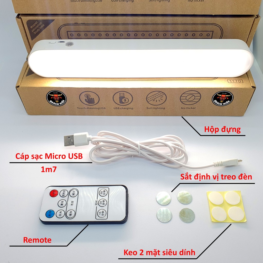 [MẪU MỚI] Đèn Tuýp Led Cảm Ứng Tích Điện Đa Năng 3 Chế Độ Sáng Có Remote, Để Bàn Học Bảo Vệ Mắt, Gắn Phòng Ngủ