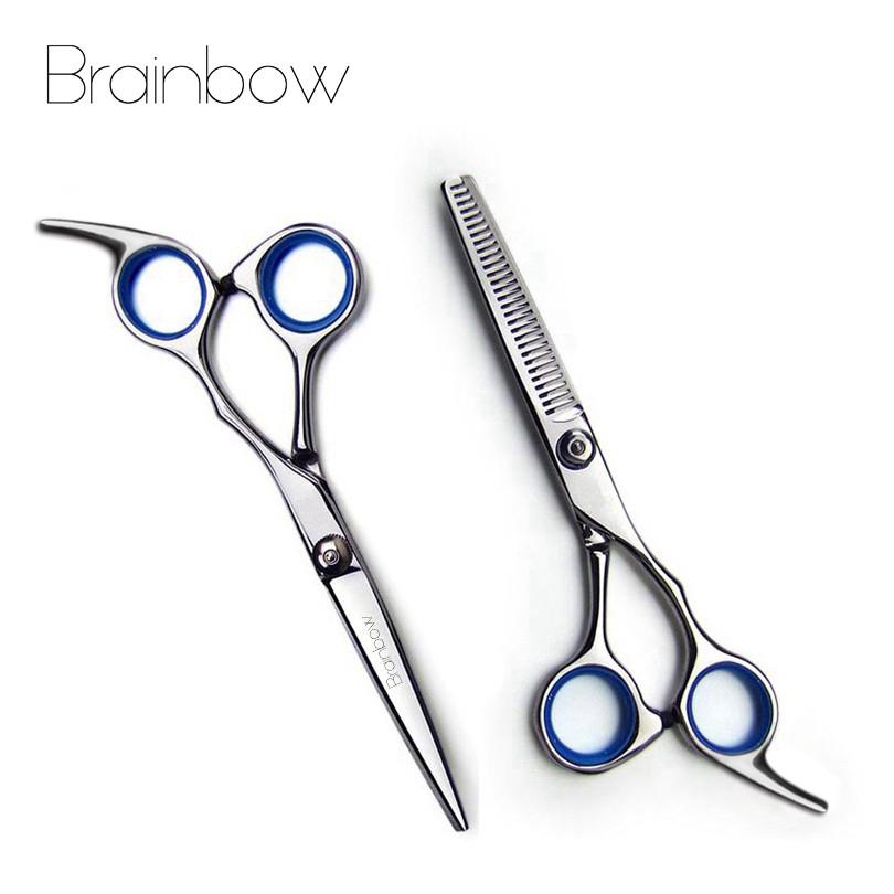 Kéo cắt tóc Brainbow tạo kiểu tóc 6 inch bằng thép không gỉ răng thẳng