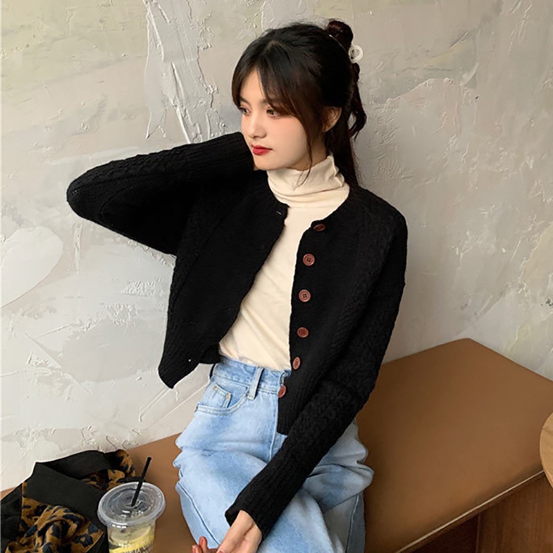 Áo cardigan len dệt kim thiết kế xoắn phong cách retro mới dành cho nữ