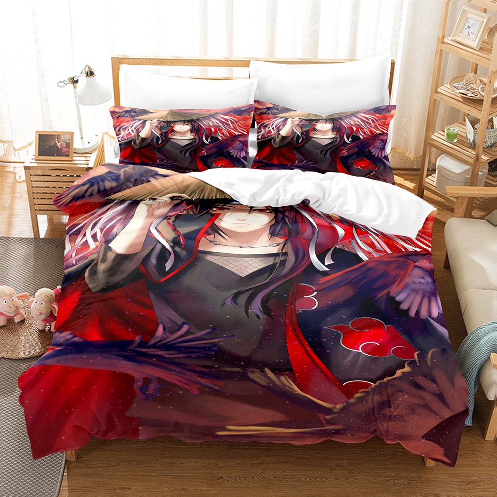Fash Bộ Chăn Ga Và Vỏ Gối In Hình Anime Naruto Akatsuki Uchiha Itachi Hai Kích Thước Đơn / Đôi