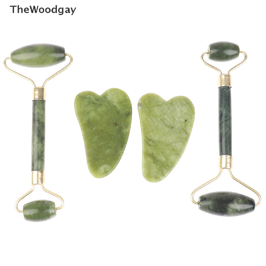 Set tấm cạo và cây lăn mát xa guasha đá nhân tạo dành cho da mặt