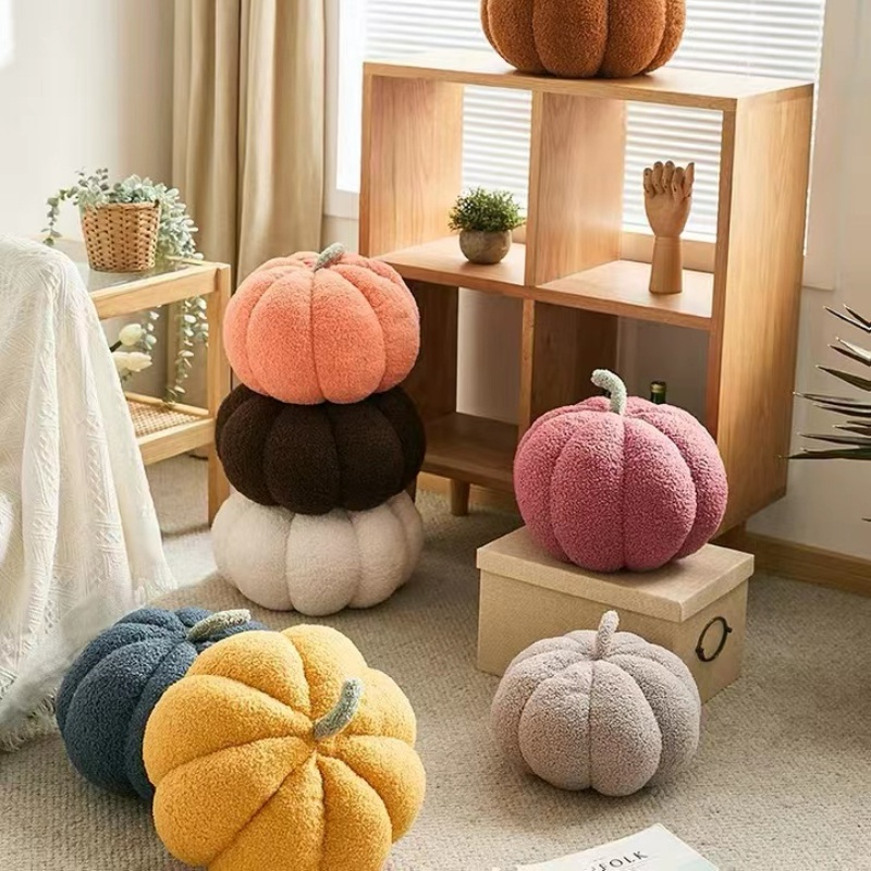Dễ thương ném gối teddy fleece pumpkin-shaped pillows đệm trang trí siêu mềm cho sofa bed home living decor ready stock